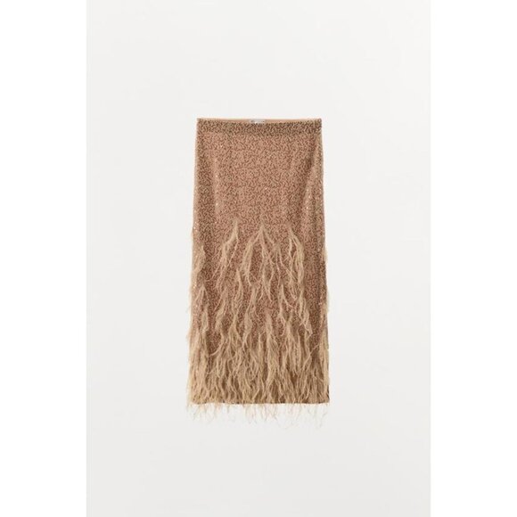ZARA SEQUIN FEATHER SKIRT - Picture 8 of 10